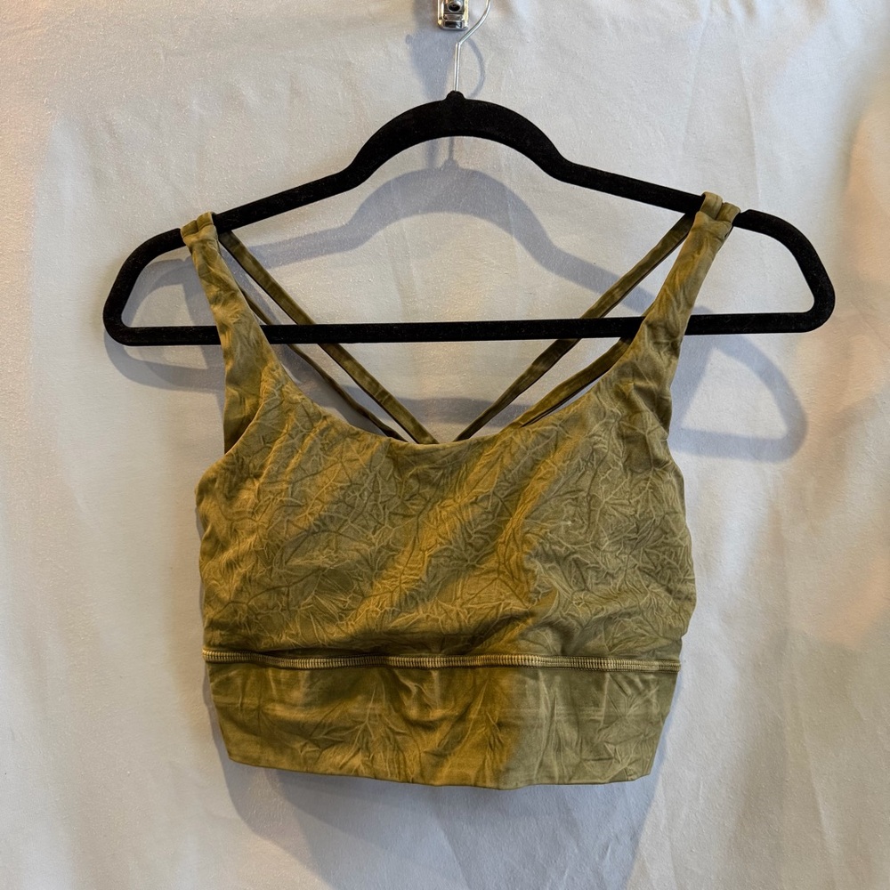 Lululemin Olive Green Strappy Crop Top Bralette Size 10